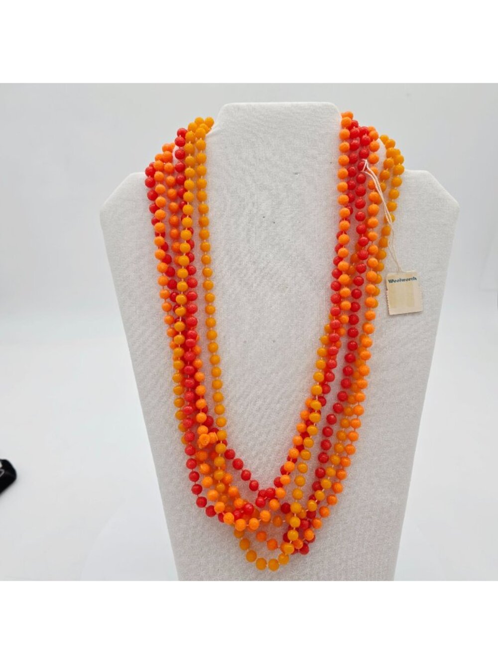 Vintage Multicolor Beaded Necklace With Gold-Tone Clasp Made In Hong Kong